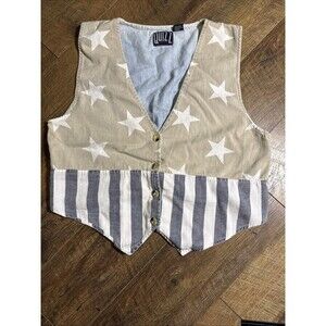 Vintage Quizz Cotton American Flag Vest 4th of July Women's SZ M GC